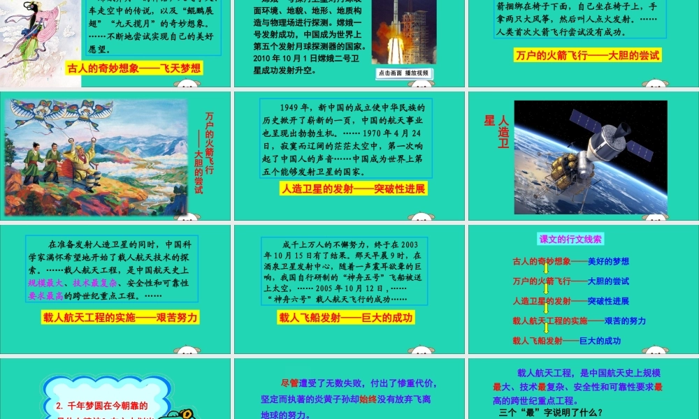 六年级语文下册 第五组 19 千年梦圆在今朝教学课件 新人教版-新人教版小学六年级下册语文课件