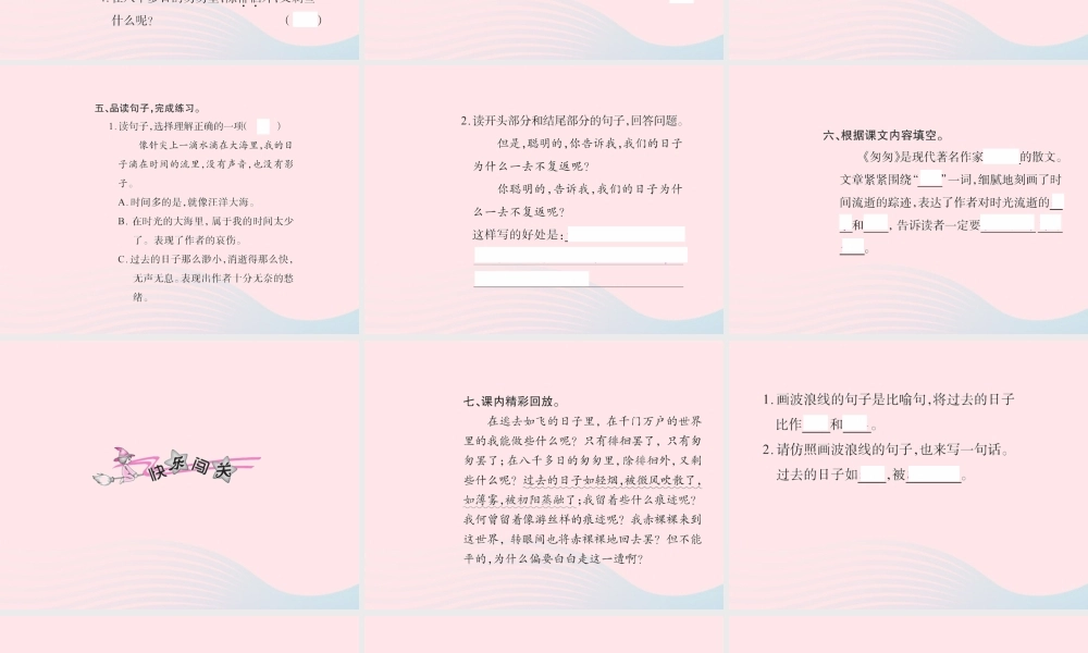 六年级语文下册 第一组 2匆匆习题课件 新人教版-新人教版小学六年级下册语文课件