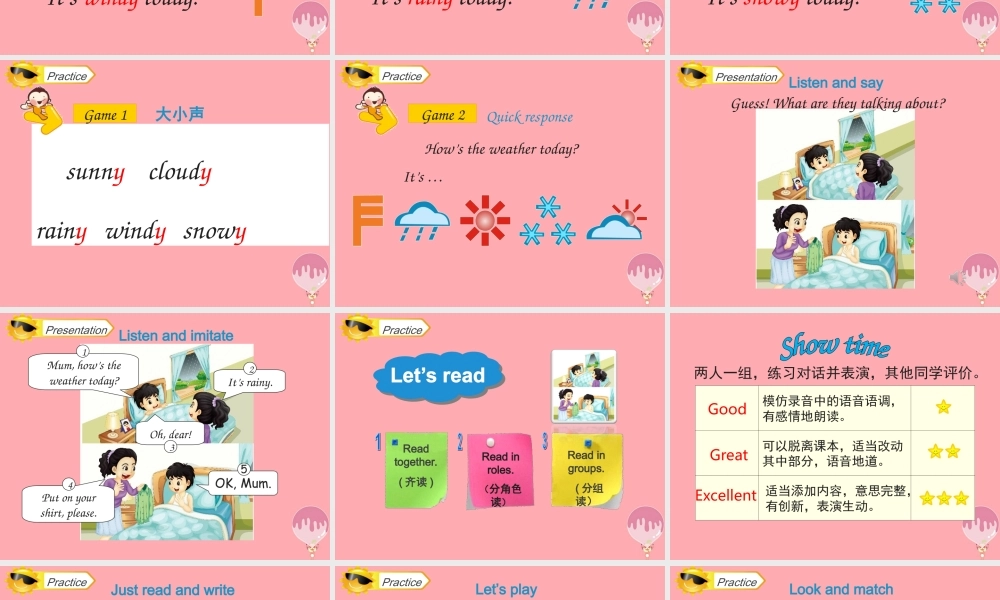 四年级英语上册 Unit 4 How’s the weather today（Lesson 23）教学课件 人教精通版-人教版小学四年级上册英语课件