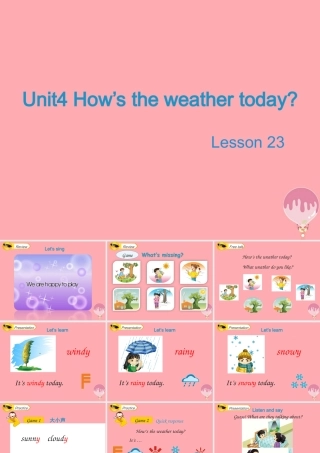 四年级英语上册 Unit 4 How’s the weather today（Lesson 23）教学课件 人教精通版-人教版小学四年级上册英语课件