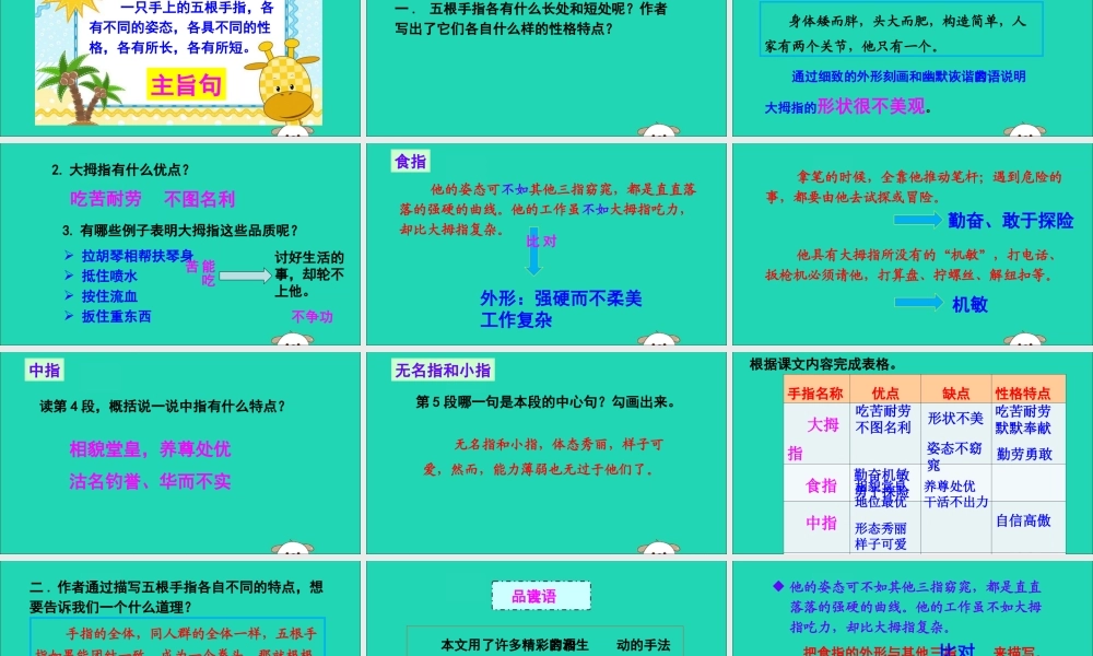 六年级语文下册 第一组 5 手指教学课件 新人教版-新人教版小学六年级下册语文课件