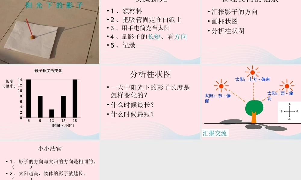 四年级科学上册 第5课《影子为什么会变化》课件（1） 鄂教版-鄂教版小学四年级上册自然科学课件