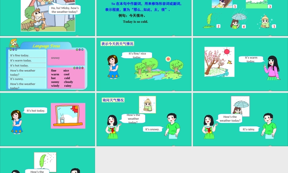 四年级英语上册 Unit 4 How's the weather today Lesson 24课件+素材 人教精通版（三起）