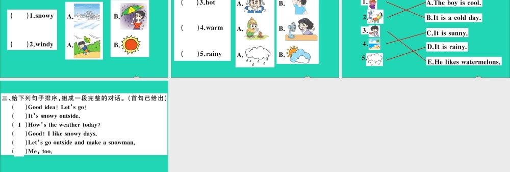 四年级英语上册 Unit 4 How's the weather today Lesson 24作业课件 人教精通版（三起）-人教版小学四年级上册英语课件