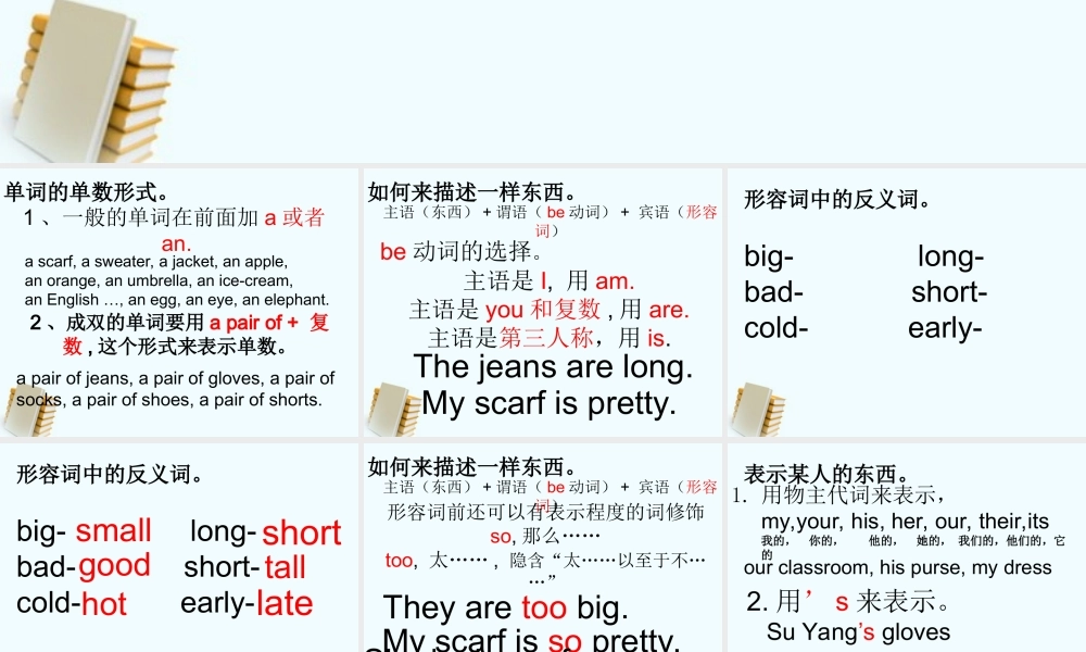 四年级英语上册 4A Unit6复习课件 牛津版