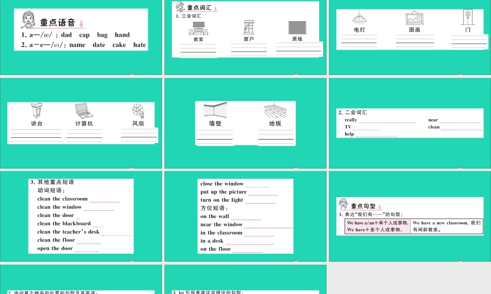 四年级英语上册 Unit 1 My classroom单元知识梳理课件 人教PEP-人教PEP小学四年级上册英语课件