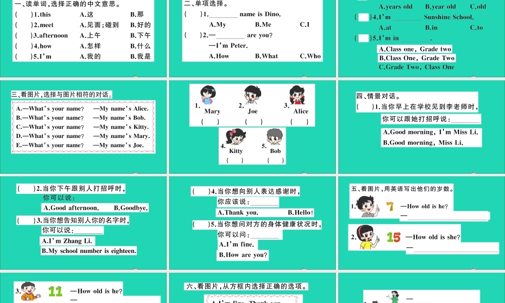 四年级英语上册 Unit 1 Nice to meet you作业课件 湘少版-湘少版小学四年级上册英语课件