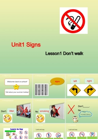 四年级英语上册 Unit 1 Signs Lesson 1 Don’t walk教学课件 北师大版（三起）-北师大版小学四年级上册英语课件