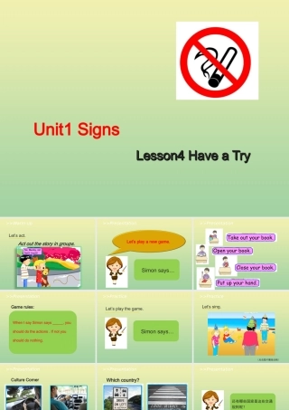 四年级英语上册 Unit 1 Signs Lesson 4 Have a Try教学课件 北师大版（三起）-北师大版小学四年级上册英语课件
