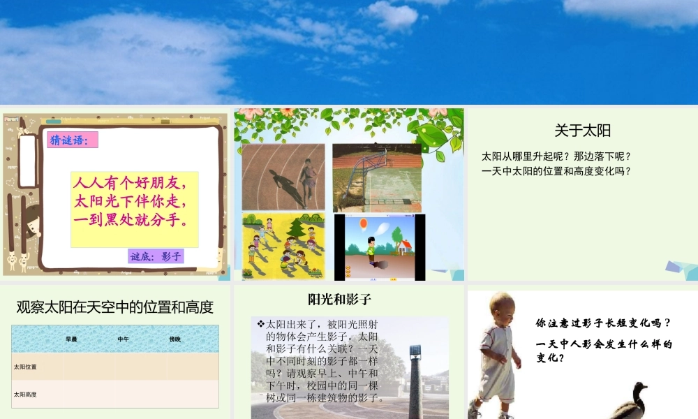 四年级科学上册 第14课 太阳和影子课件3 冀教版-冀教版小学四年级上册自然科学课件