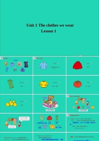 四年级英语上册 Unit 1 The Clothes We Wear Lesson 1 Skirt and Trousers课件+素材 冀教版（三起）