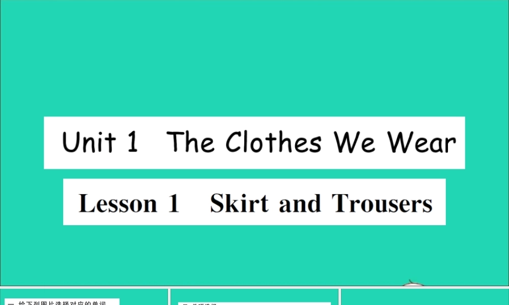 四年级英语上册 Unit 1 The Clothes We Wear Lesson 1 Skirt and Trousers作业课件 冀教版（三起）-冀教版小学四年级上册英语课件