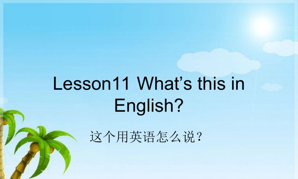 四年级英语上册 Lesson 11 What’s this in English课件2 科普版-人教版小学四年级上册英语课件