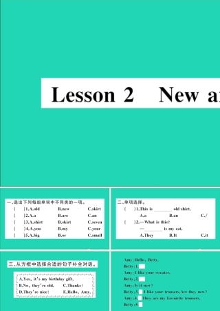 四年级英语上册 Unit 1 The Clothes We Wear Lesson 2 New and Old作业课件 冀教版（三起）-冀教版小学四年级上册英语课件