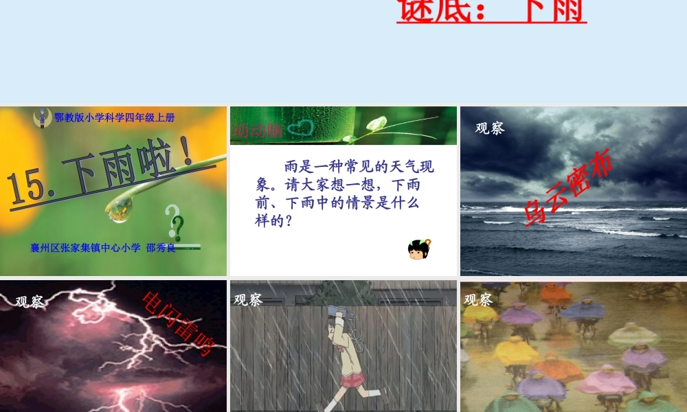 四年级科学上册 第15课《下雨啦》课件（2） 鄂教版-鄂教版小学四年级上册自然科学课件