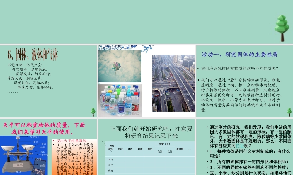 四年级科学下册 第三单元 物质的状态 第6课 固体液体和气体课件3 冀人版-人教版小学四年级下册自然科学课件