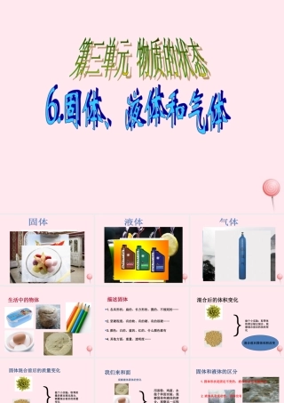 四年级科学下册 第三单元 物质的状态 第6课《固体、液体和气体》课件2 冀教版-冀教版小学四年级下册自然科学课件