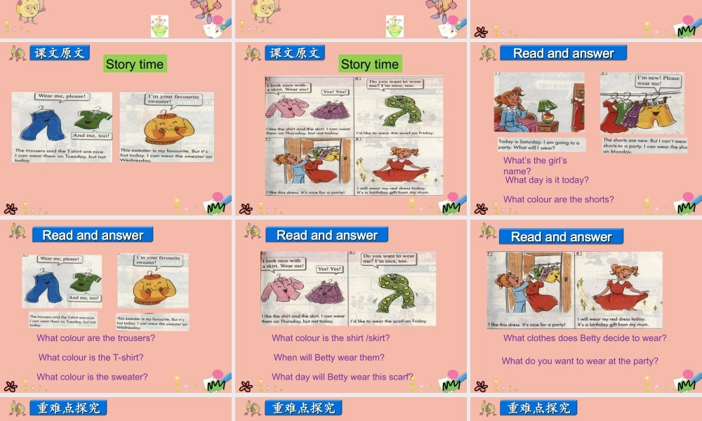 四年级英语上册 Unit 1 The Clothes We Wear Lesson 6 Betty’s Clothes课件 冀教版（三起）-冀教版小学四年级上册英语课件