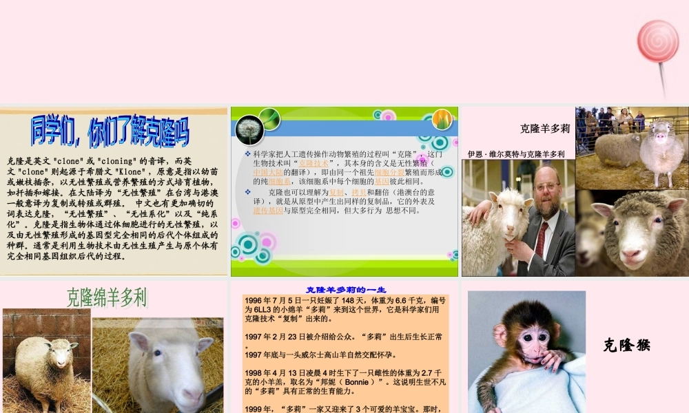 四年级科学下册 2.4《科学发展话克隆》课件1 湘教版-湘教版小学四年级下册自然科学课件