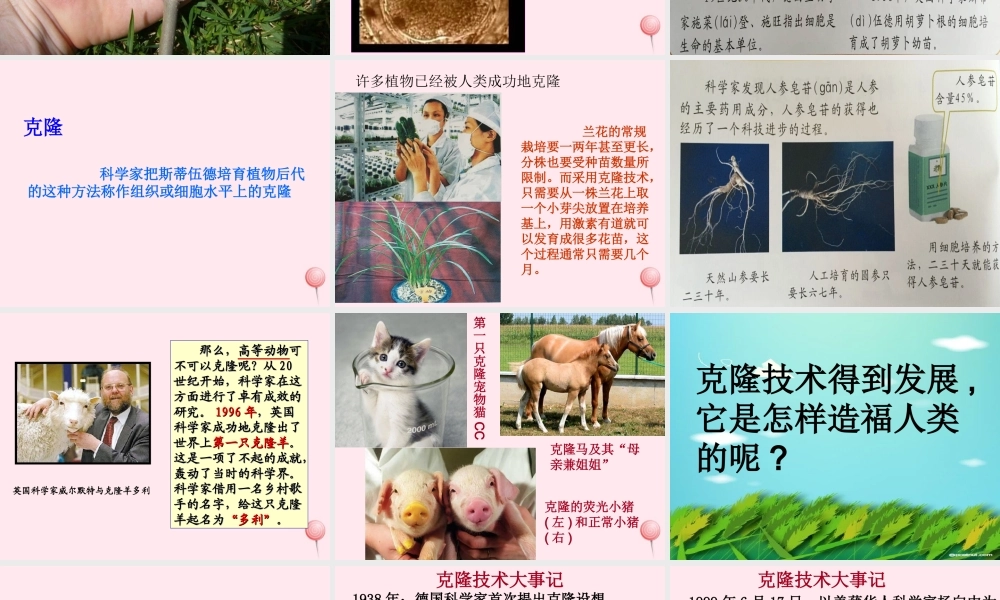 四年级科学下册 2.4《科学发展话克隆》课件3 湘教版-湘教版小学四年级下册自然科学课件