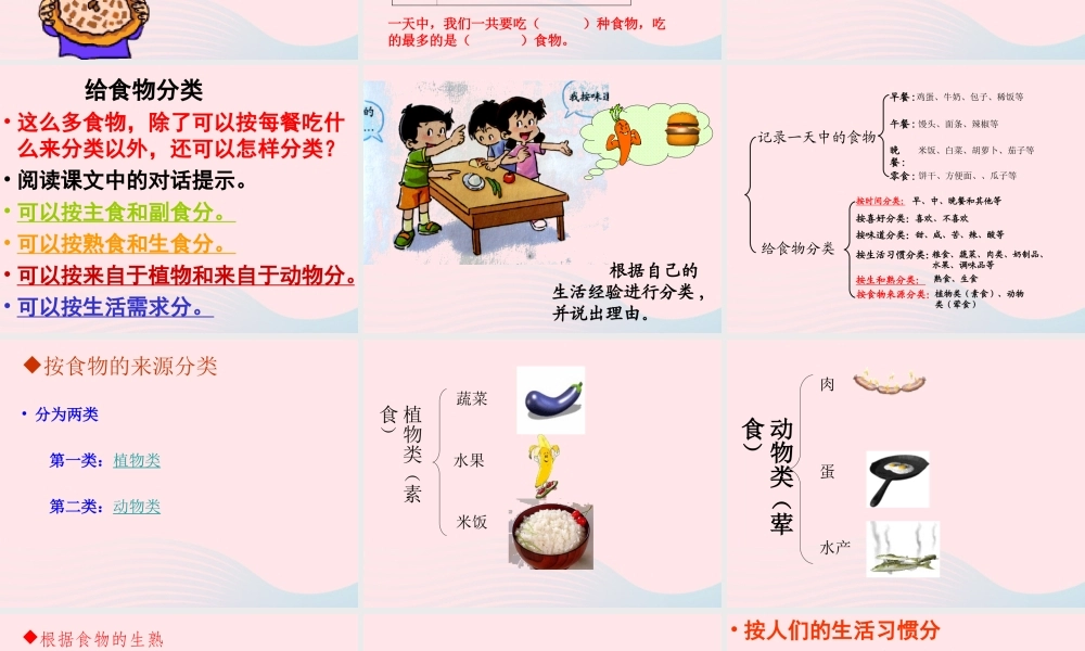 四年级科学下册 3 食物 1 一天的食物课件2 教科版-教科版小学四年级下册自然科学课件