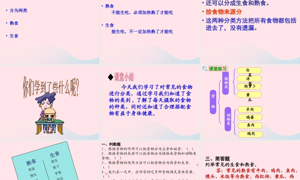 四年级科学下册 3 食物 1 一天的食物课件2 教科版-教科版小学四年级下册自然科学课件