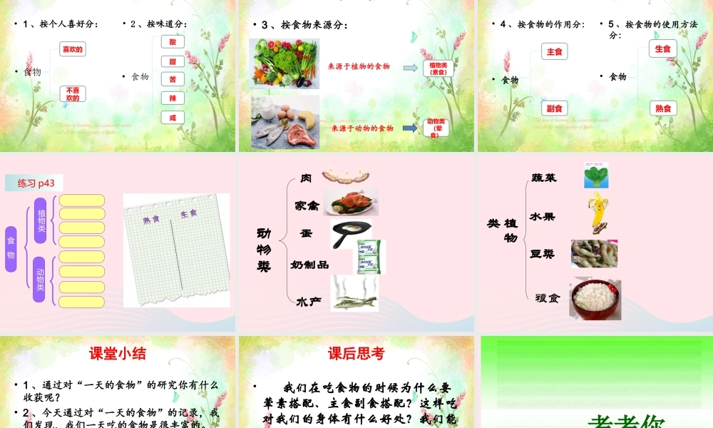 四年级科学下册 3 食物 1 一天的食物课件5 教科版-教科版小学四年级下册自然科学课件