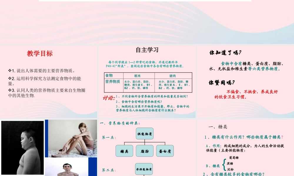 四年级科学下册 3 食物 2 食物中的营养课件1 教科版-教科版小学四年级下册自然科学课件