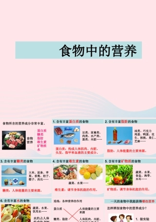 四年级科学下册 3 食物 2 食物中的营养课件3 教科版-教科版小学四年级下册自然科学课件