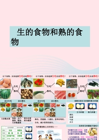 四年级科学下册 3 食物 4 生的食物和熟的食物课件1 教科版-教科版小学四年级下册自然科学课件