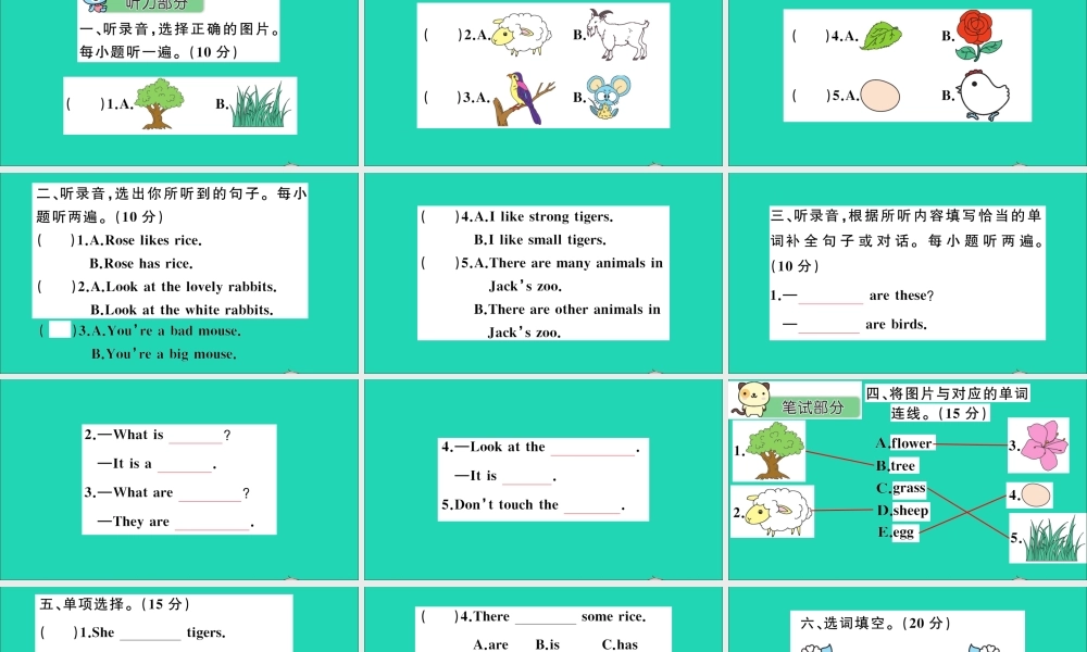 四年级英语上册 Unit 4 These are flowers检测课件+素材 湘少版