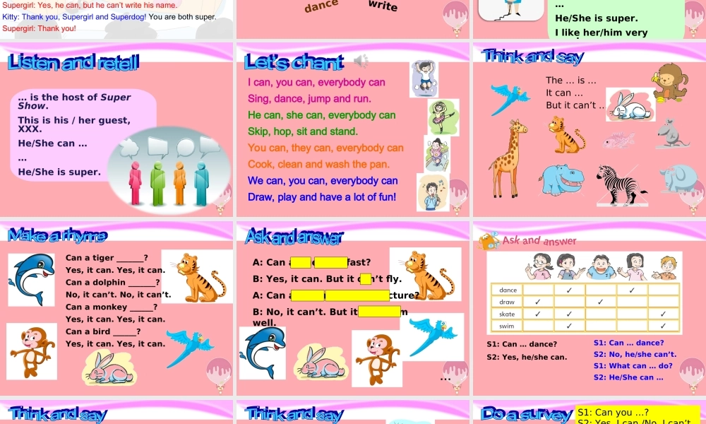 四年级英语上册 Unit 2 Can you swim（Period 3）课件 牛津上海版-牛津上海版小学四年级上册英语课件