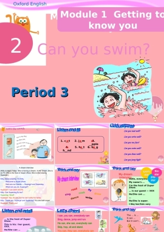 四年级英语上册 Unit 2 Can you swim（Period 3）课件 牛津上海版-牛津上海版小学四年级上册英语课件