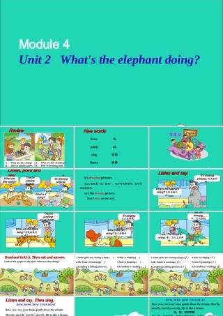 四年级英语上册 Module 3 Unit 2 What's the elephant doing课件+素材 外研版（三起）