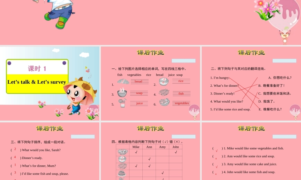 四年级英语上册 Unit 5 Dinner is ready PA Let’s talk课件 人教pep-人教版小学四年级上册英语课件