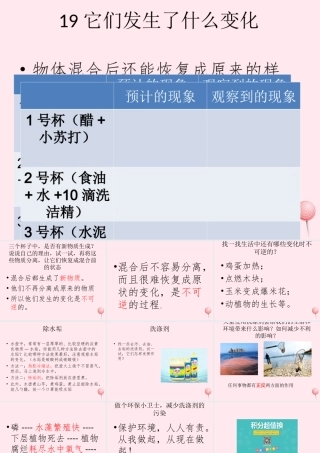 四年级科学下册 第五单元 有趣的变化 第19课《它们发生了什么变化》课件1 冀教版-冀教版小学四年级下册自然科学课件