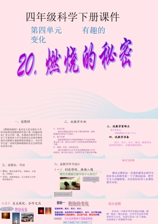 四年级科学下册 第五单元 有趣的变化 第20课《燃烧的秘密》课件1 冀教版-冀教版小学四年级下册自然科学课件