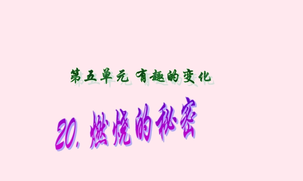 四年级科学下册 第五单元 有趣的变化 第20课《燃烧的秘密》课件3 冀教版-冀教版小学四年级下册自然科学课件
