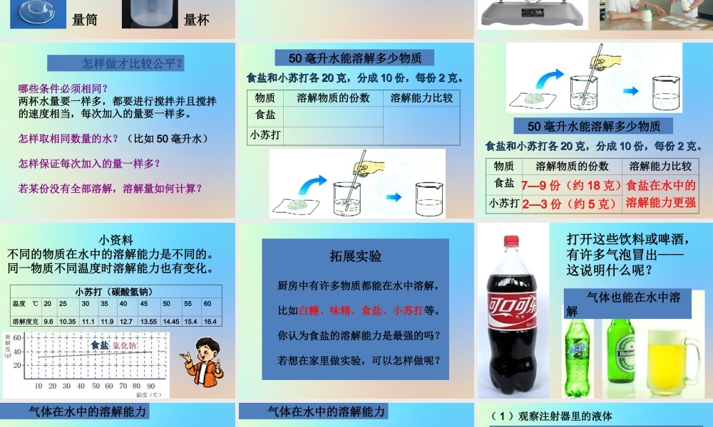 四年级科学上册 溶解 4不同物质在水中的溶解能力课件 教科版-教科版小学四年级上册自然科学课件