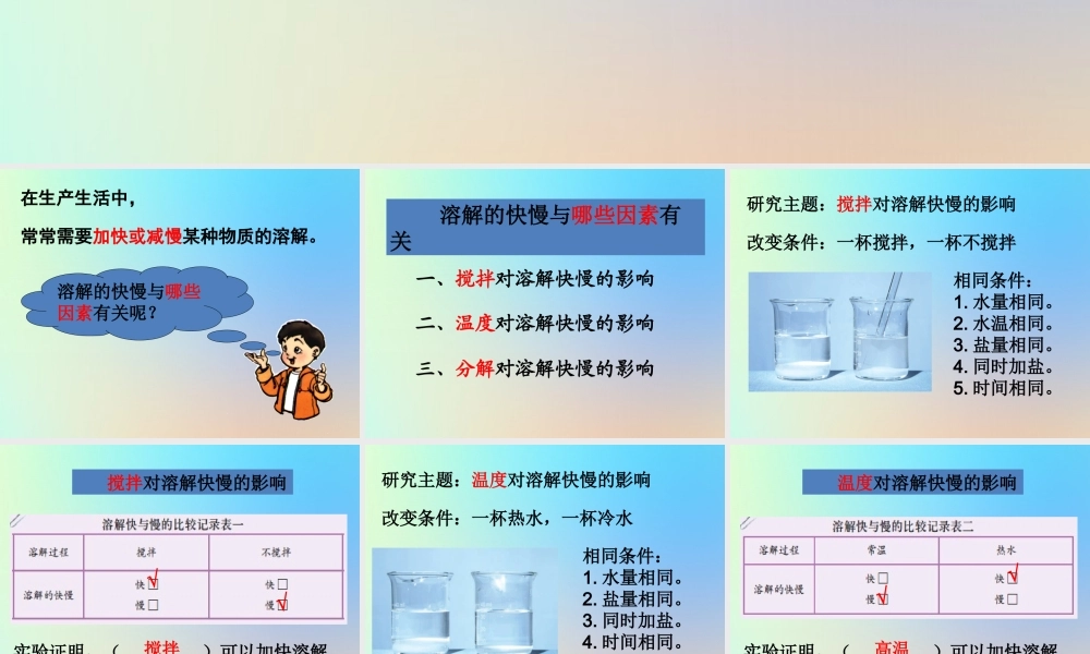 四年级科学上册 溶解 5溶解的快与慢课件 教科版-教科版小学四年级上册自然科学课件