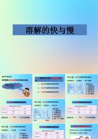 四年级科学上册 溶解 5溶解的快与慢课件 教科版-教科版小学四年级上册自然科学课件