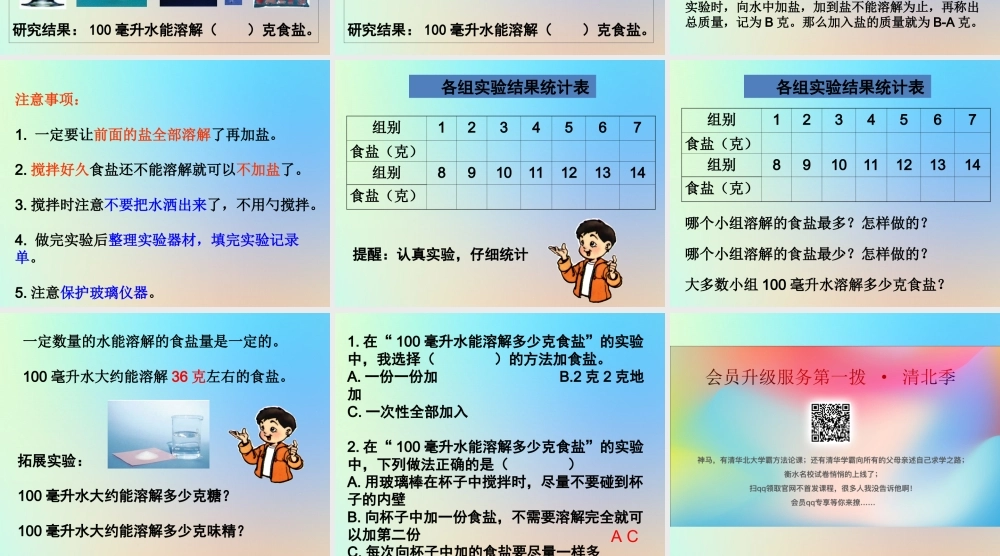 四年级科学上册 溶解 6 100毫升水能溶解多少克食盐课件 教科版-教科版小学四年级上册自然科学课件