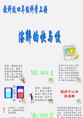 四年级科学上册 溶解的快与慢 2课件 教科版