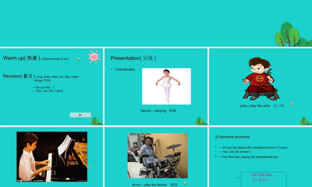 四年级英语上册 Unit 2 Lesson 2 She likes dancing课件 鲁科版-鲁科版小学四年级上册英语课件