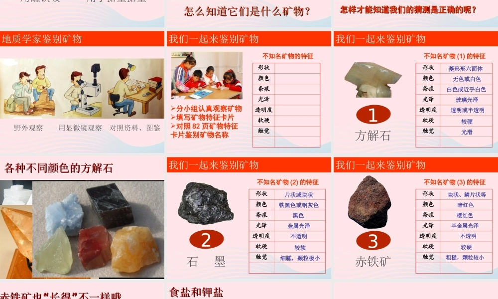 四年级科学下册 4 岩石和矿物 6 面对几种不知名矿物课件 教科版-教科版小学四年级下册自然科学课件