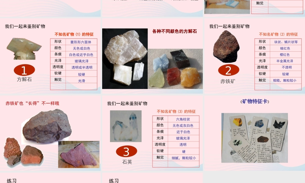 四年级科学下册 4 岩石和矿物 6《面对几种不知名矿物》课件 教科版-教科版小学四年级下册自然科学课件