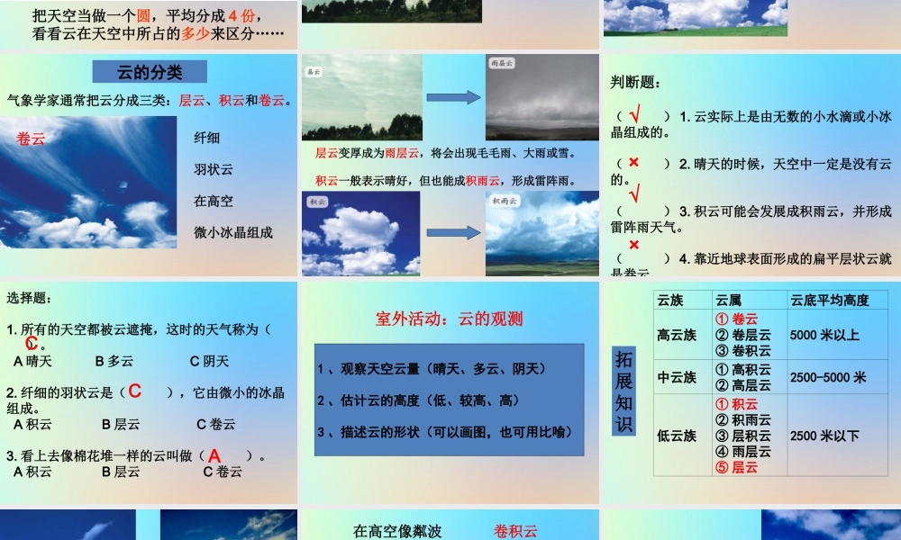 四年级科学上册 天气 6云的观测课件 教科版-教科版小学四年级上册自然科学课件
