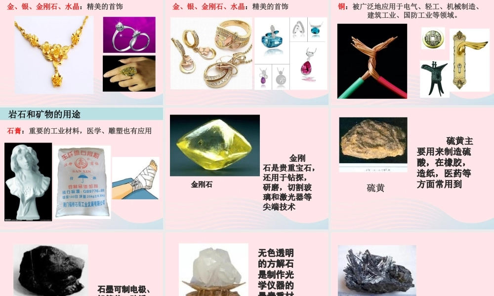 四年级科学下册 4 岩石和矿物 7 岩石 矿物和我们课件1 教科版-教科版小学四年级下册自然科学课件