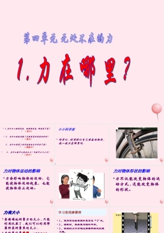 四年级科学下册 4.1力在哪里课件1 苏教版-苏教版小学四年级下册自然科学课件