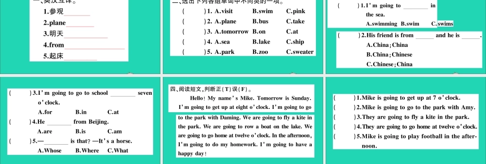 四年级英语上册 Module 8 Unit 1 We're going to visit Hainan作业课件 外研版（三起）-外研版小学四年级上册英语课件